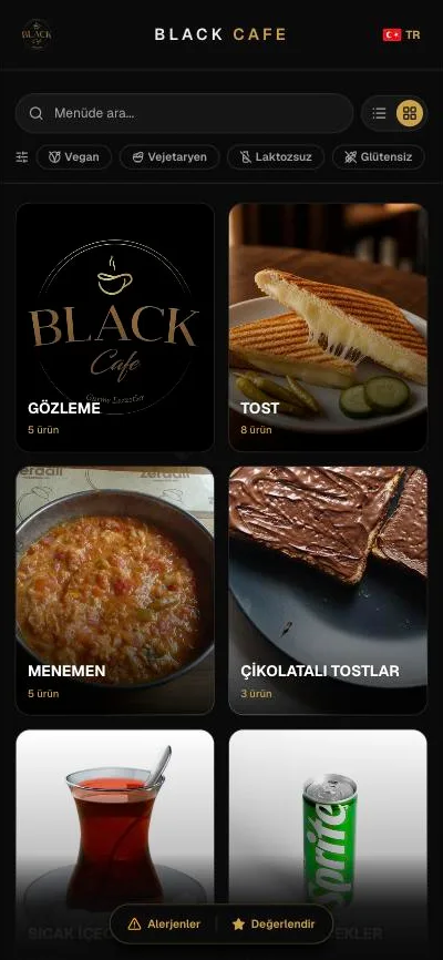 Black Cafe menüsünden bir ekran